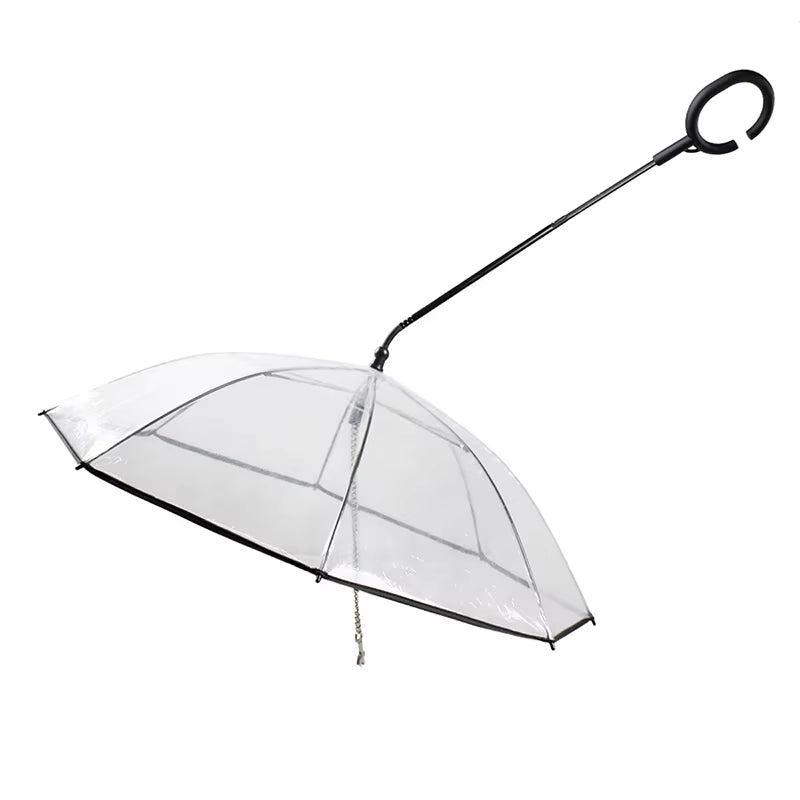 C-Shape Handle Umbrella for Small Medium Dogs Pet Umbrella with Adjustable Leash Rain/Snow Walking Doggy Umbralla