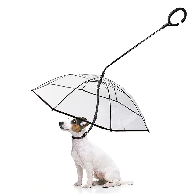 C-Shape Handle Umbrella for Small Medium Dogs Pet Umbrella with Adjustable Leash Rain/Snow Walking Doggy Umbralla