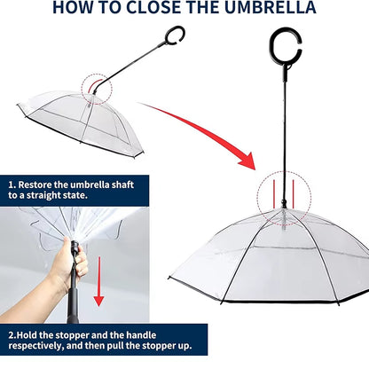 C-Shape Handle Umbrella for Small Medium Dogs Pet Umbrella with Adjustable Leash Rain/Snow Walking Doggy Umbralla
