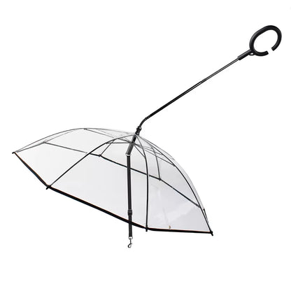 C-Shape Handle Umbrella for Small Medium Dogs Pet Umbrella with Adjustable Leash Rain/Snow Walking Doggy Umbralla
